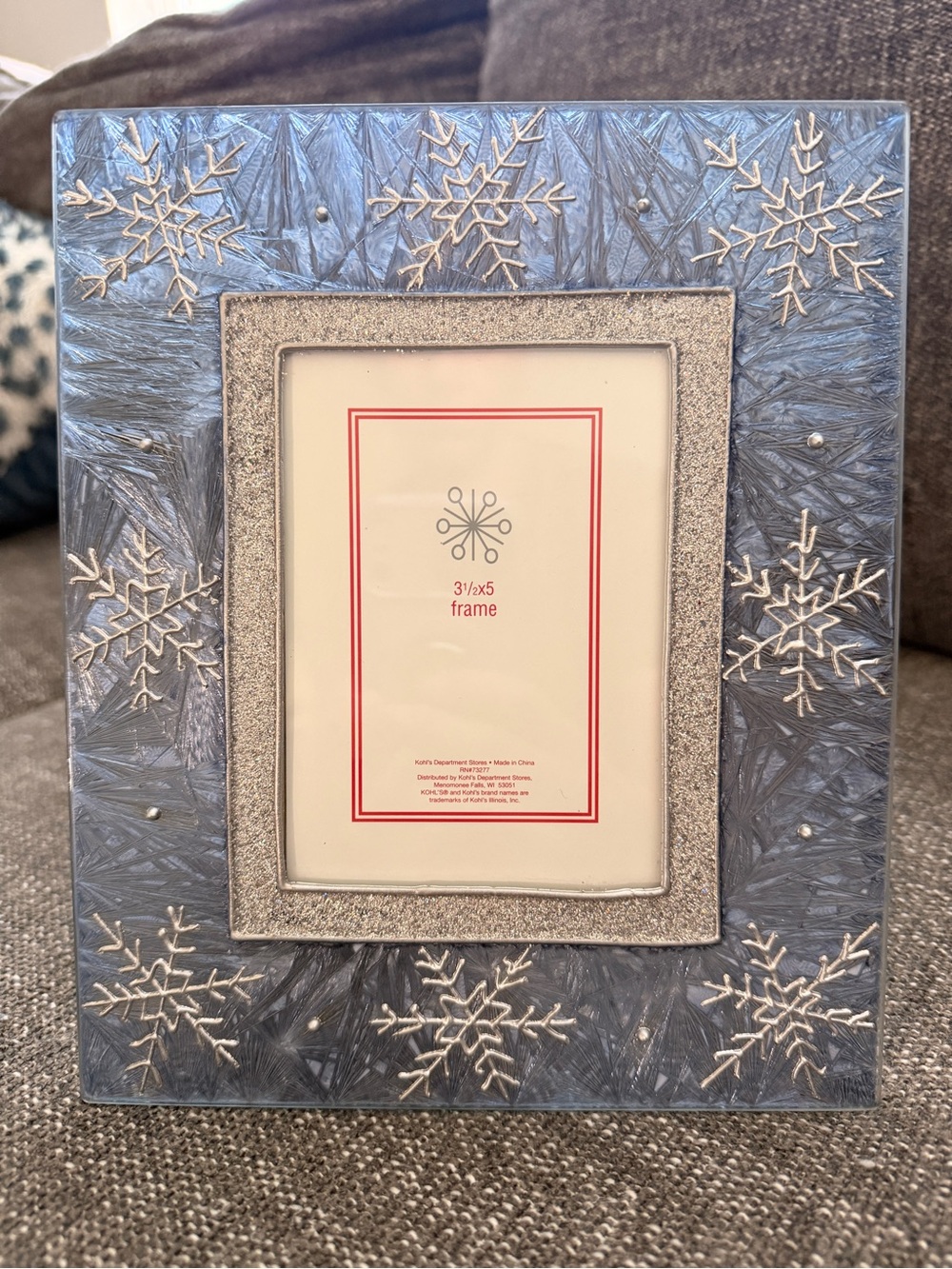 Winter Snowflake Photo Frame - Blue by 7.5” x 9”